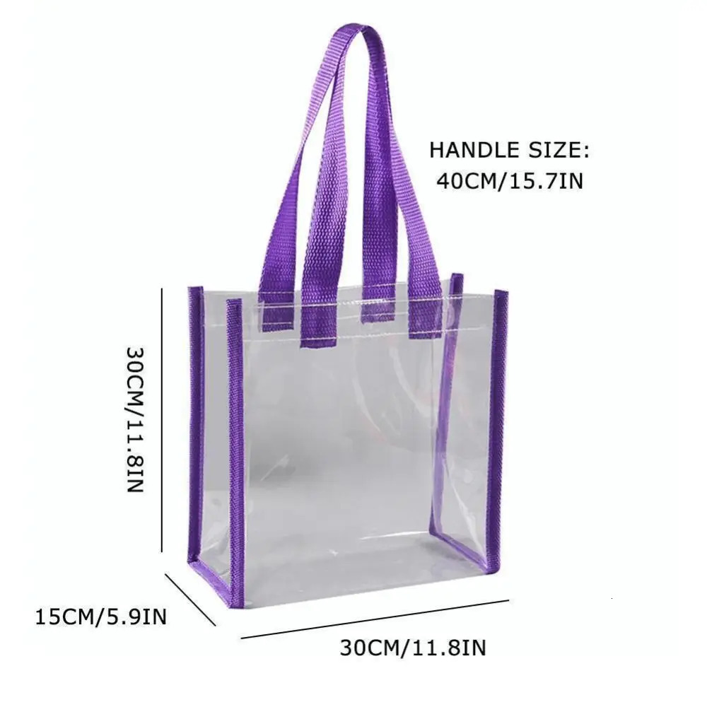 Transparent Pvc Clear Tote Bag Large Capacity Car Sewn Plastic Cosmetics Shopping Bag Jelly Bag Gift Bag Can 251029