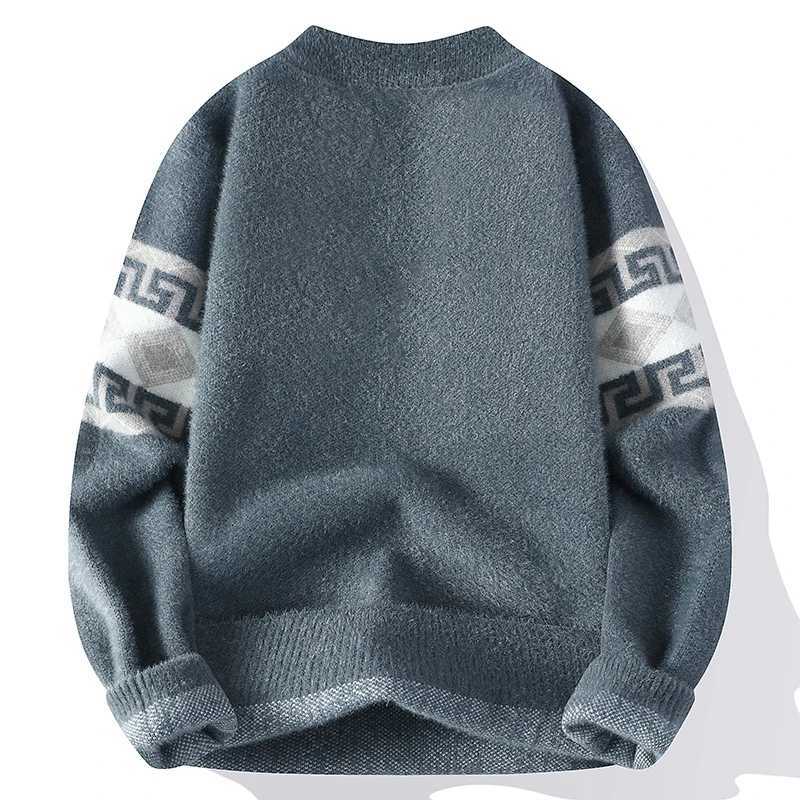 Classic Pattern Casual Knitted Sweater Mens Pullover 2025 Warm Casual Fashion Autumn and Winter Elegant Commuting Tops J251029