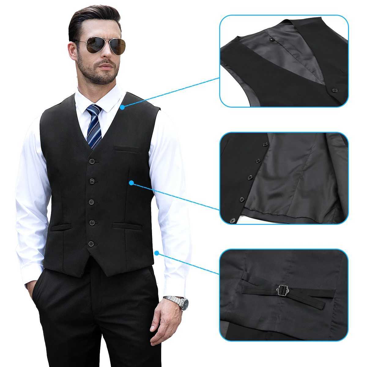 Vest for Men Wedding Easter Church Ceremony Black Waistcoat Banquet Office Business Formal Dinners Piano Performance Outfit Set W251029
