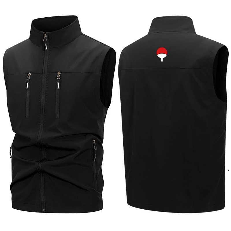 Graphic Print Softshell Vest Jacket for Men Windproof Sleeveless Outwear with Zipper Pockets Outdoor Hiking Golf Windbreaker W251029