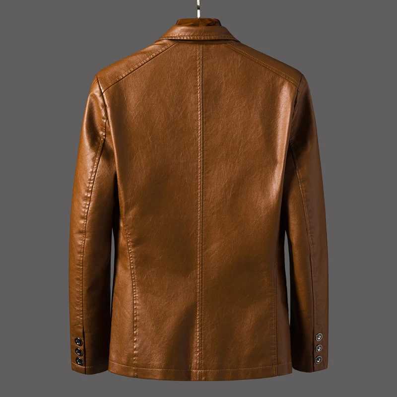 Autumn Mens Leather Jackets Fashion Men Retro Streetwear Biker Jacket Men Lapel Business Windbreaker PU Leather Coats ClothingT251029