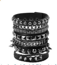 Vintage Leather Bracelets Punk Row Cuspidal Spikes Rivet Stud Wide Cuff PU Leather Punk Gothic Rock Unisex goth accessories 251028