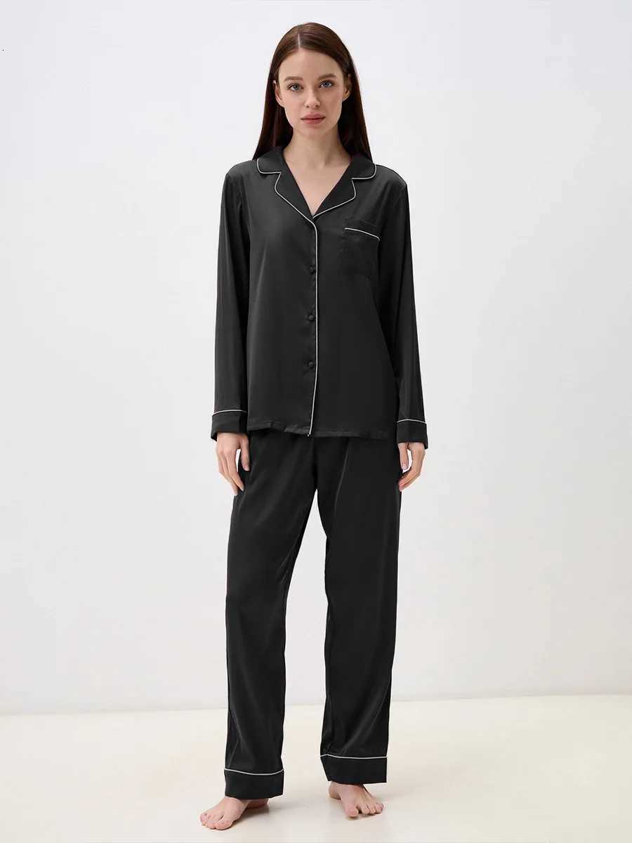 Muzaleva Womens Collar Long Sleeved Long Pants Pajama Set 2025 New Loose Cardigan Pajamas Comfortable Casual Sleepwear SetsT251029