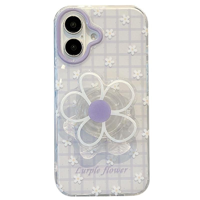 Fresh Purple Plaid Flower for Apple 17 iPhone 16 Protective Cover 15 Pro Max Case 14