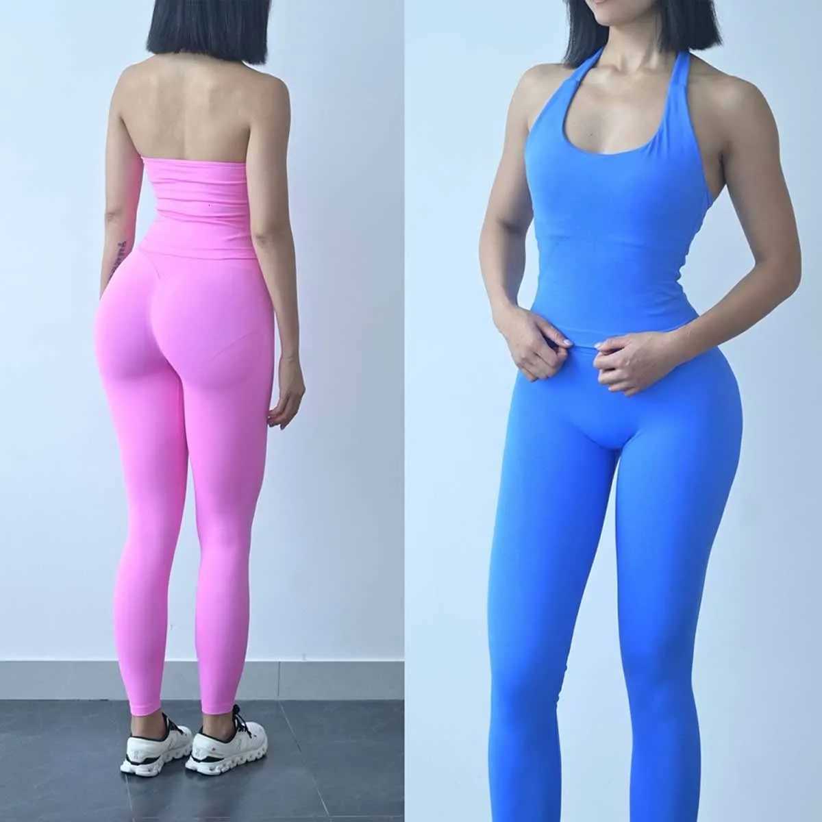 DFyoga two pieces yoga outfits clothing pants set woman Halter Top sports leggings pant Gym workout sets pilates clotheXJ251029