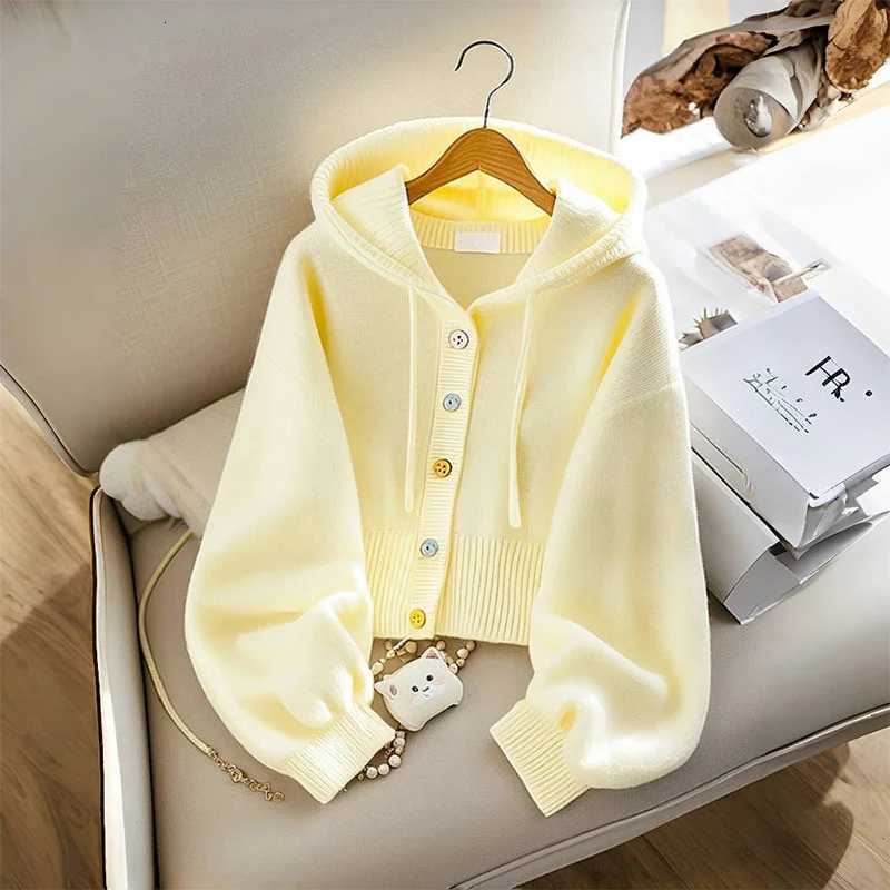 Korean Fashion Knitted Cardigan Women Autumn Winter Longsleeved Loose Hooded Casual AllMatch Knitted Sweater Ladies OutwearT251028