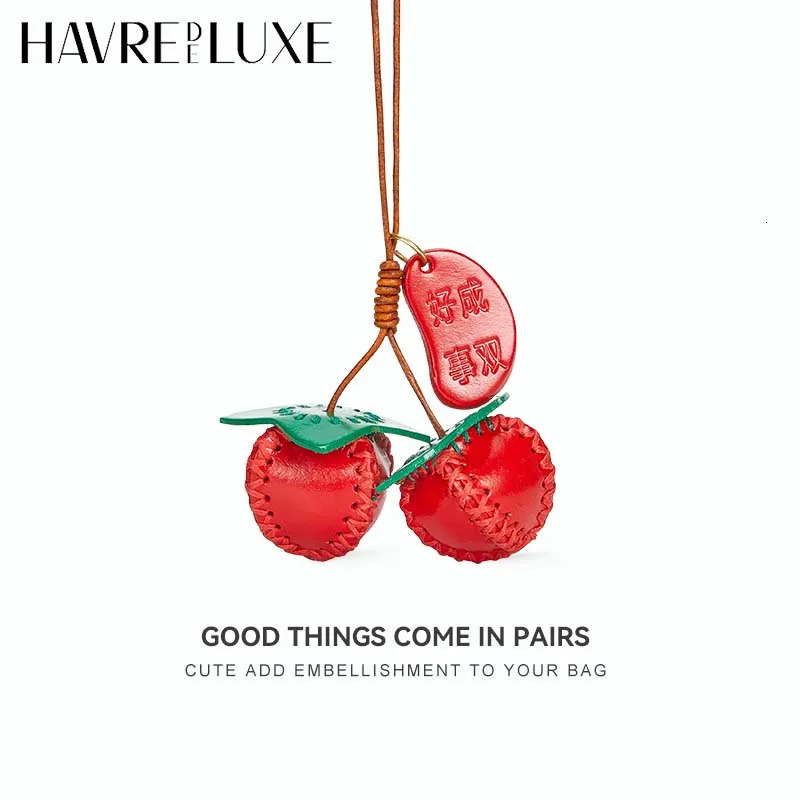 Persimmon charm cow leather fashion highend tomato keychain decoration pendant good things come to pair bag accessories 251029