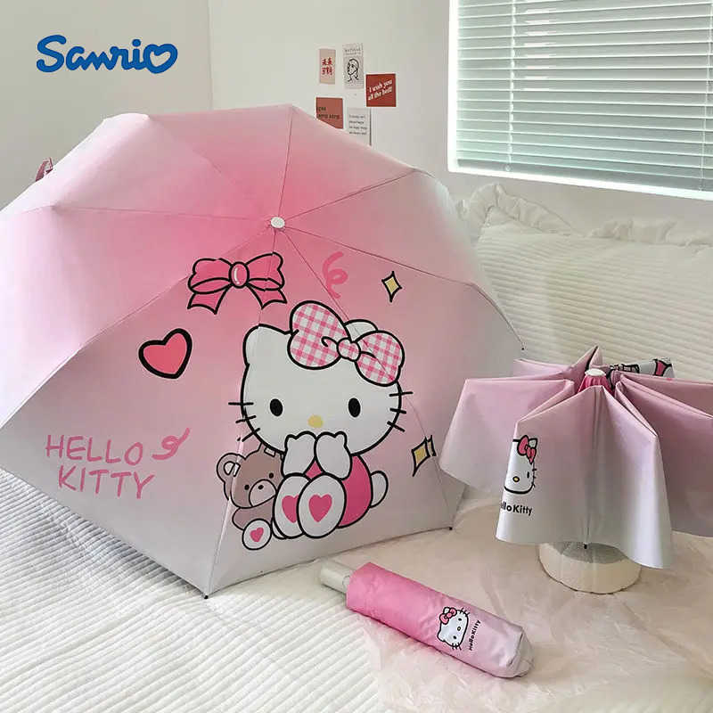 Sanrio Hello Kitty Umbrella Sanrio Rain or Shine Sun Protection Folding Umbrella Travel Protection Sunburn Protection Portable Umbrella L251029