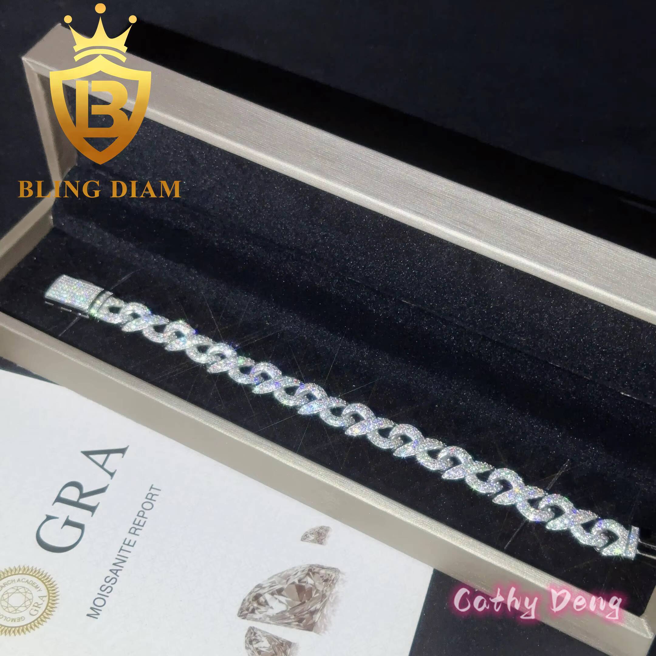 Ready Shipping 925 Sterling Silver Hip Hop Jewelry Infinite Moissanite Cuban Link Bracelet for Men and Women Pass Diamond Test