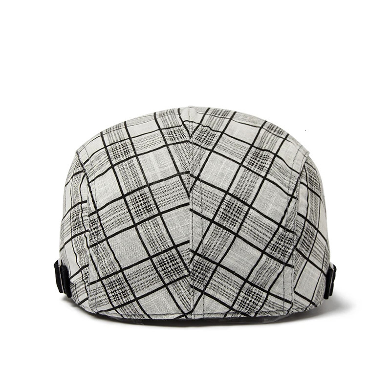 CNTANG Summer Thin Beret Fashion Men Vintage Plaid Cotton Linen Visor Flat Caps For Women Berets Boina Casual Female 251013