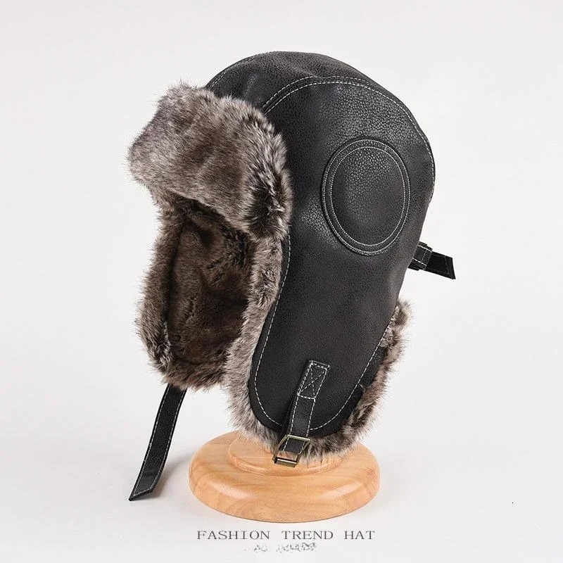 Winter Ushanka Hat Men Womens Pilot Bomber Trapper Hat Faux Fur Leather Snow Cap with Ear Flaps Pilot Winter Bomber Hat 251029