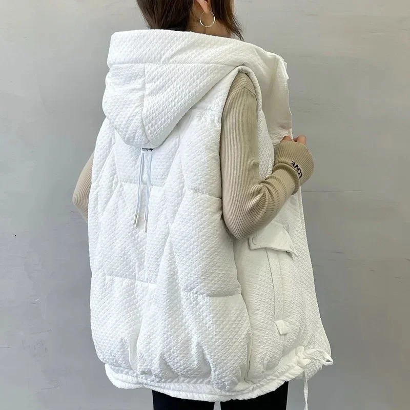Womens Vest Jacket Down Cotton Autumn Winter Hooded Sleeveless Loose Female Waistcoat Snow Wear Parkas 251027