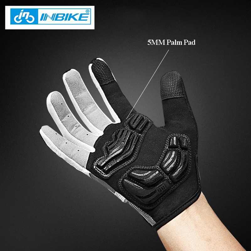 INBIKE Cycling Gloves Touch Screen Bicycle Sports Gloves Shockproof MTB Full Finger Bike Road Glove for Biker Men with Palm Pad J251029