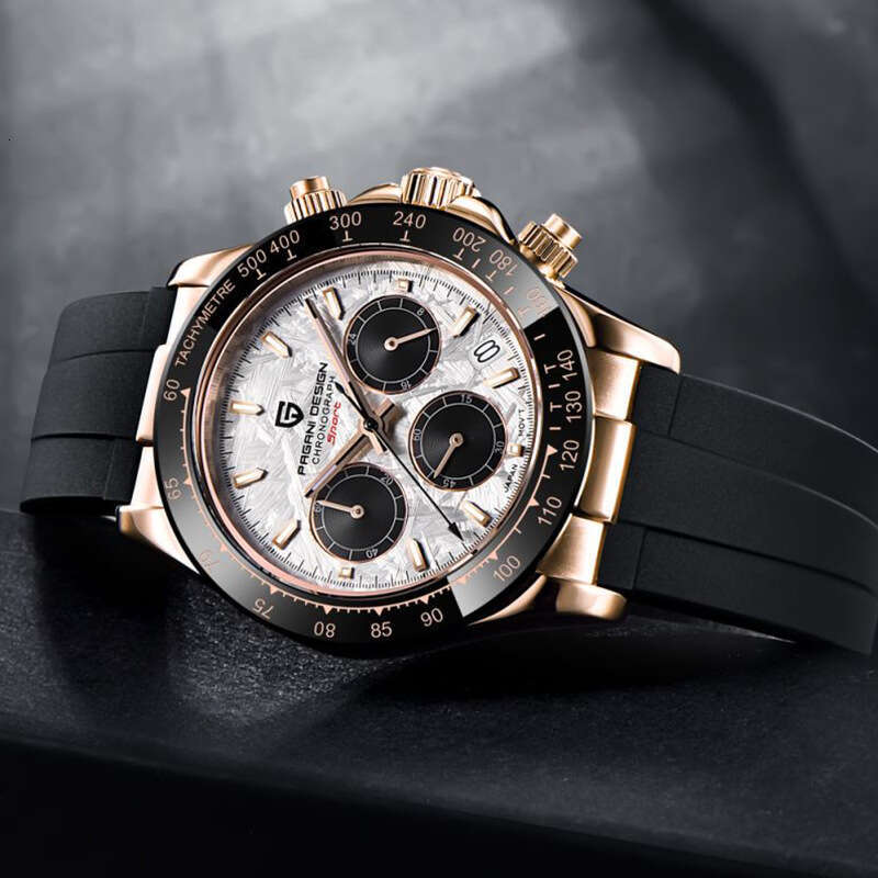 PAGANI DESIGN Novel Functional Chronograph Running Code Luminous Clear Rubber Men's Watch PD-1664