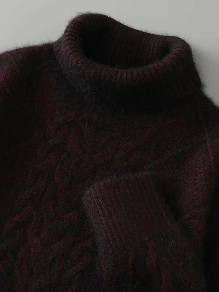 ANGEL Men Turtleneck Pullover Long Sleeve Cashmere Thick Sweater Autumn Winter 100 Mink Cashmere Knitwear Smart Casual Clothing J251029