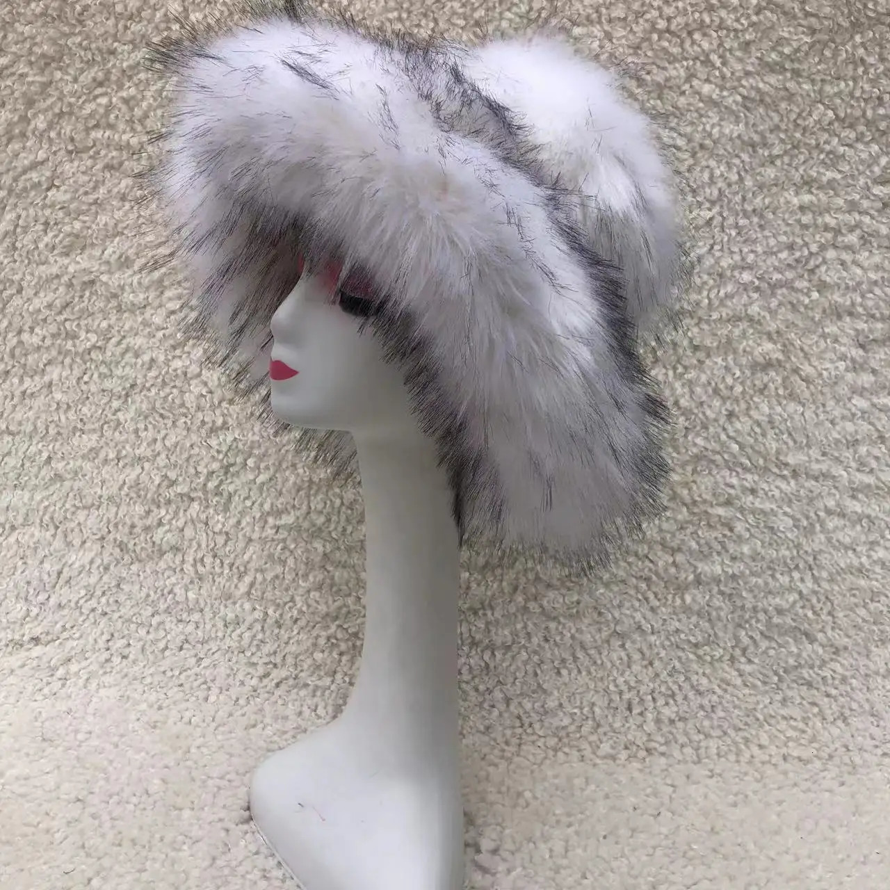 Red Big Brim Fur Hat for Womens y Plush Bucket Warm Winter Y2K Mens Fisherman Personalized Colorful 251013