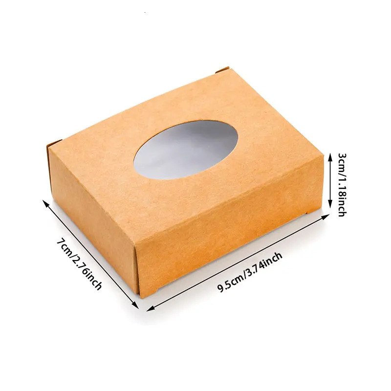 2030Pcs Mini Kraft Paper Box with Window Round Soap Packaging Boxes for Homemade Favor Treat Bakery Candy 251013