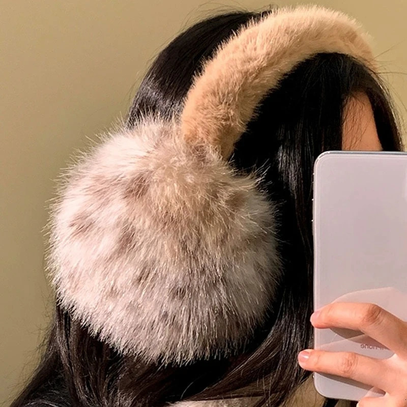 Y2k Leopard Faux Fur Earmuffs Folded Winter Warm Thicken Antifreeze Ear Muffs Women Outdoor Cold Protection EarMuffs Ear Cover 251029