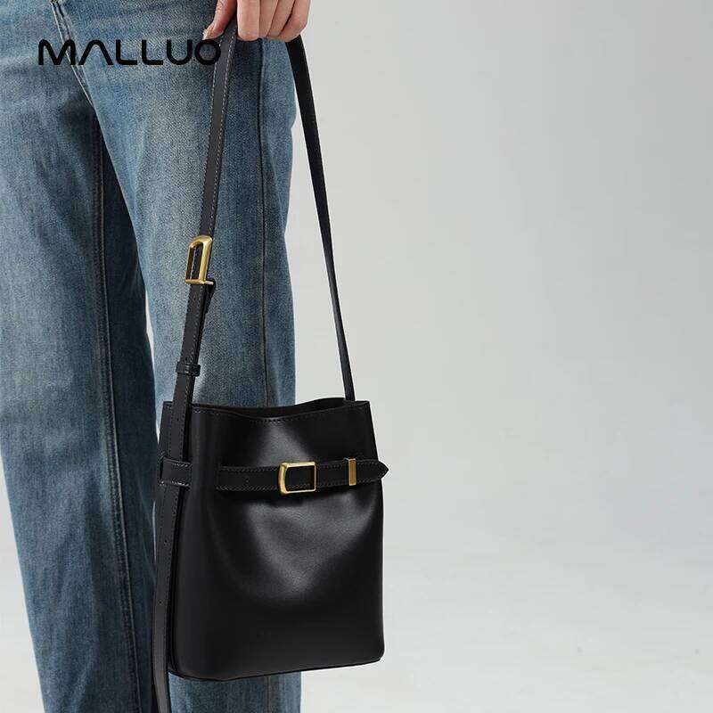 Cow Split Leather Bucket Women Vintage messenger High Quality Simple Handbag Lady Shoulder Bag Female Crossbody Bags