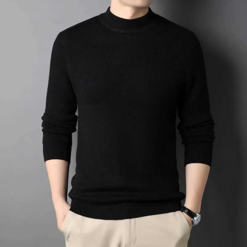 Autumn Mock Neck Sweater Coats Men Solid Color Pullovers Winter Man Half Turtleneck Knitwear Fashion Brand Casual Mens Clothing J251029