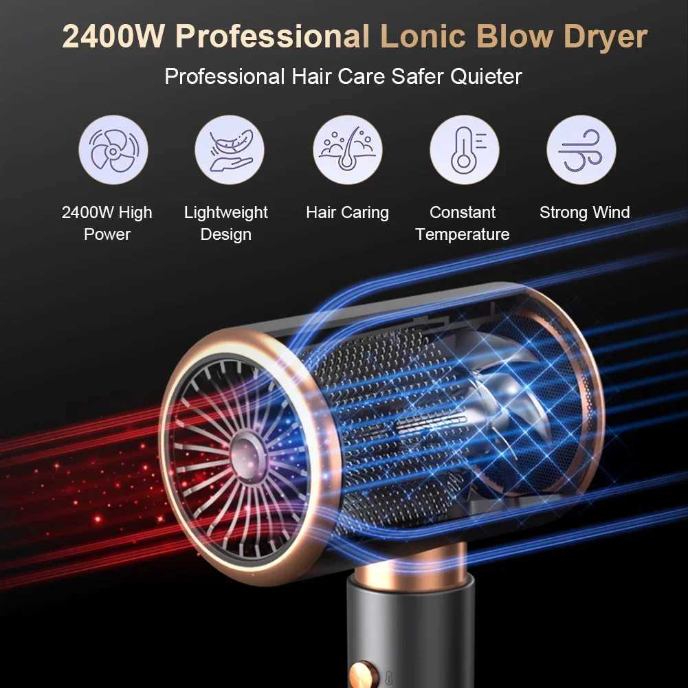 Negative Ion Blow Dryer 3rd Gear Professional Hair Dryer with Hot Cold Wind Air Brush Function Strong Power Salon Tool L251029
