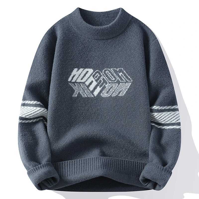 2025 New Casual Mens Knitted Sweater Fashion Pattern AutumnWinter Round Neck Warm Tops High Street Style Sweater J251029