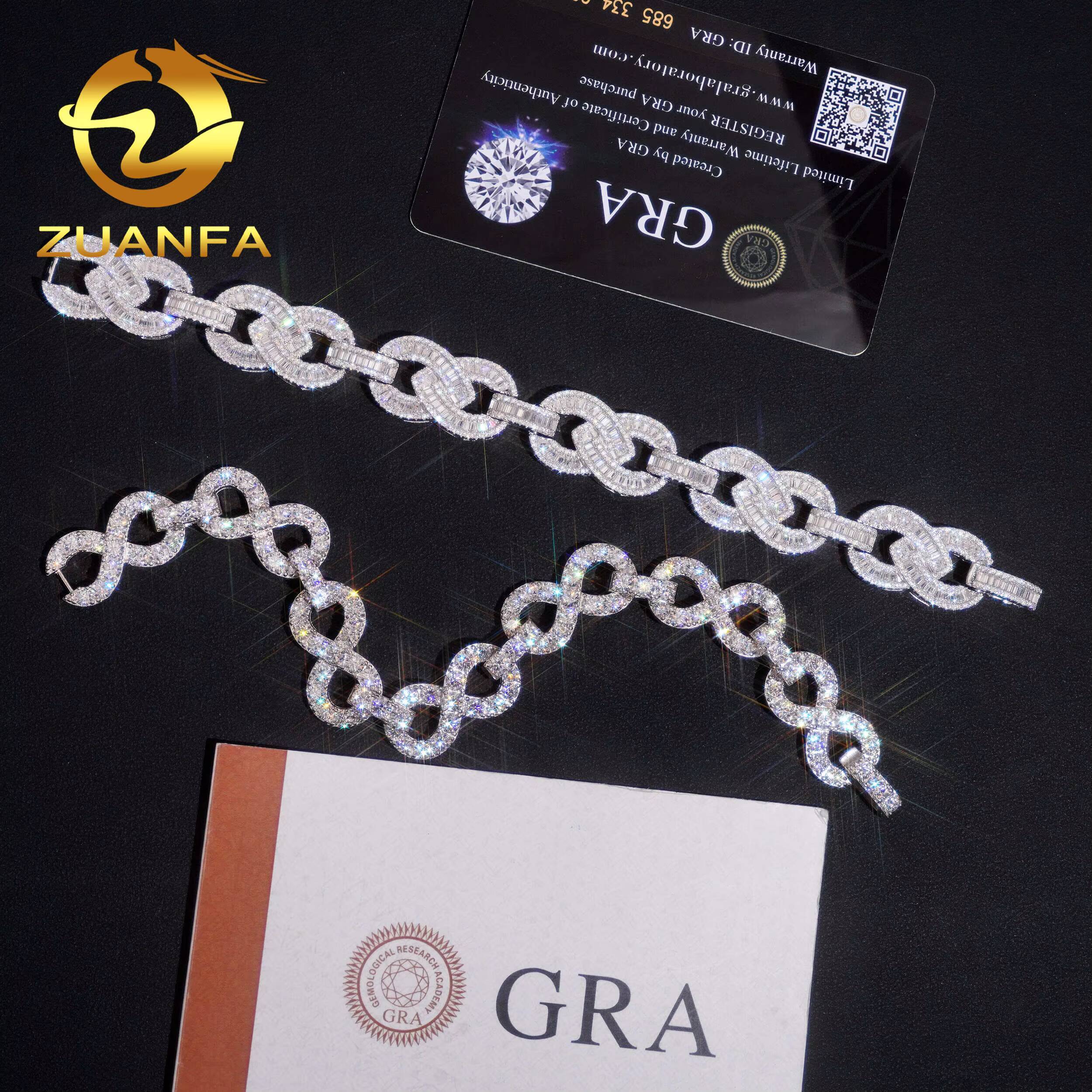 Hip Hop Jewelry 13mm 15mm VVS Moissanite Cuban Link Bracelet 925 Silver Pass Diamond Tester Infinite Moissanite Bracelet