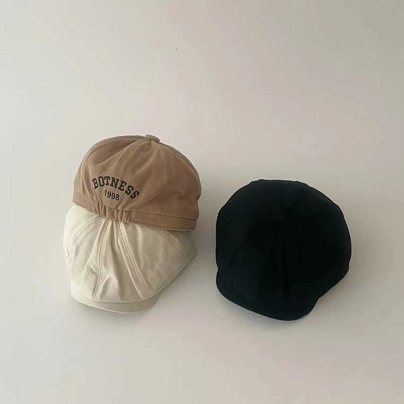 Solid Color Kids Beret Hat Embroidered Letter Baby Newsboy Cap Casual Boys Girls Sunshade Forward Hat251028