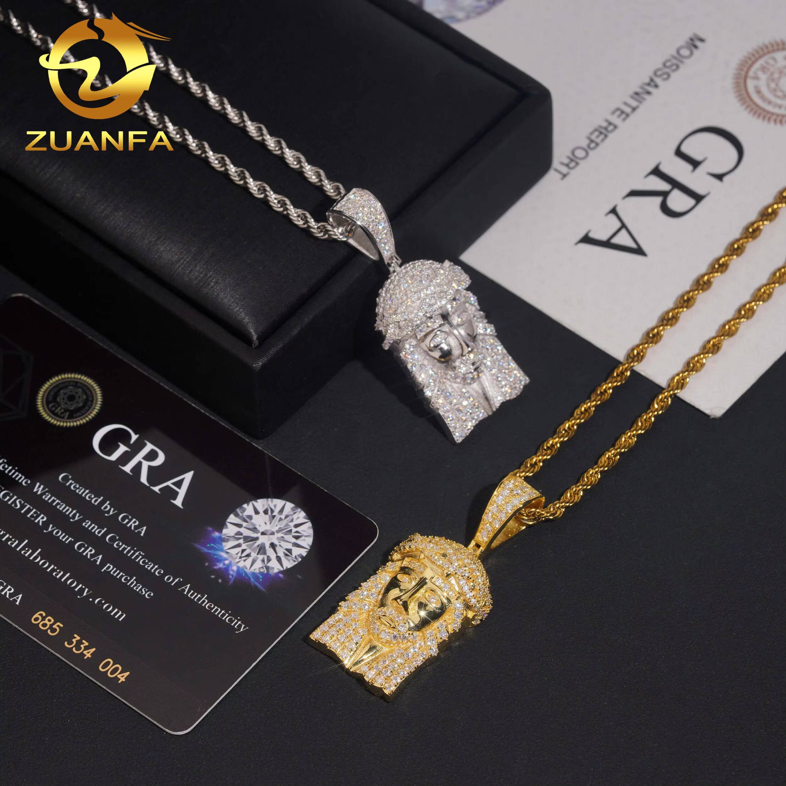 Pass Diamond Tester Jesus Head Pendant Moissanite Hip Hop Jewelry Iced Out 925 Silver Moissanite Custom Hip Hop Pendant for Men
