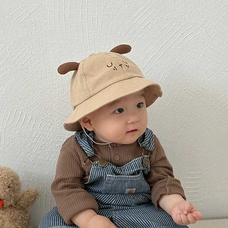 Cute Cartoon Kids Fisherman Hat Solid Cotton Children Bucket Hats 12year Boy Girl Wide Brim Sun Visors Baby Sunscreen Basin Cap251028