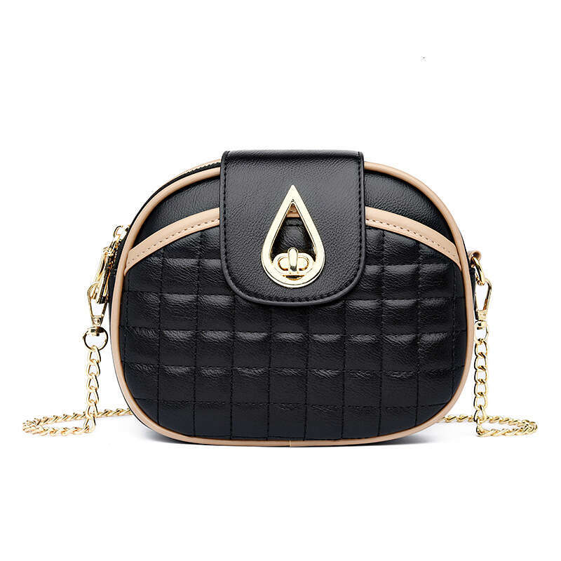 2025 New PicksHigh Quality Chain Small Round Versatile Shoulder Crossbody Plaid Texture Women's Bag shoulder bag