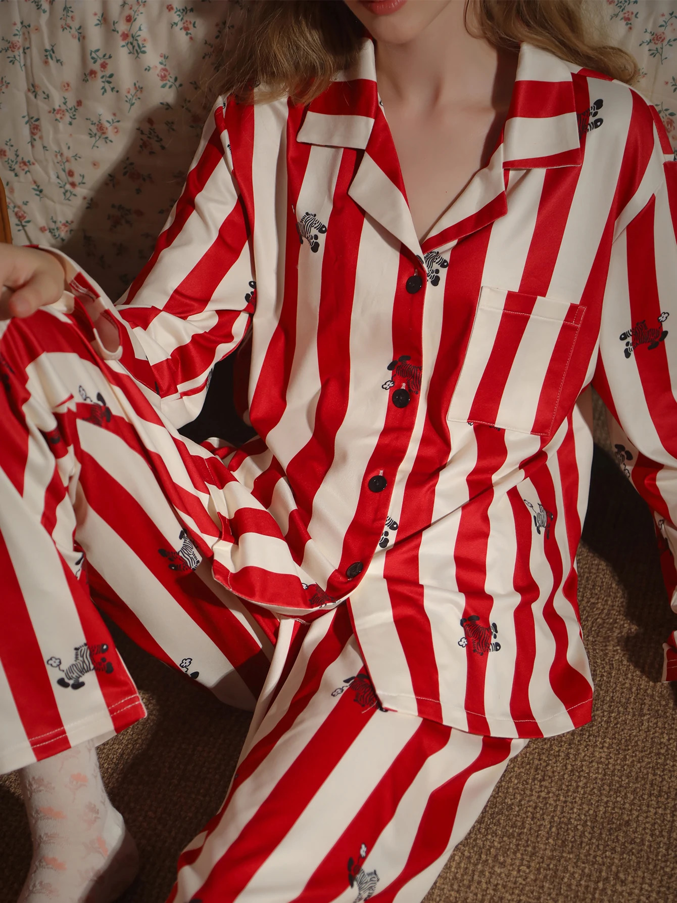 2piece womens sleepwear long sleeved pants home wear spring and autumn winter striped pattern cardigan set 251029