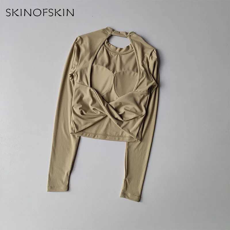 Sexy Back Sports Top for Women Autumn and Winter New Style Big Backless Yoga Suit Spicy Girl Long Sleeved Fitness TshirtXJ251029