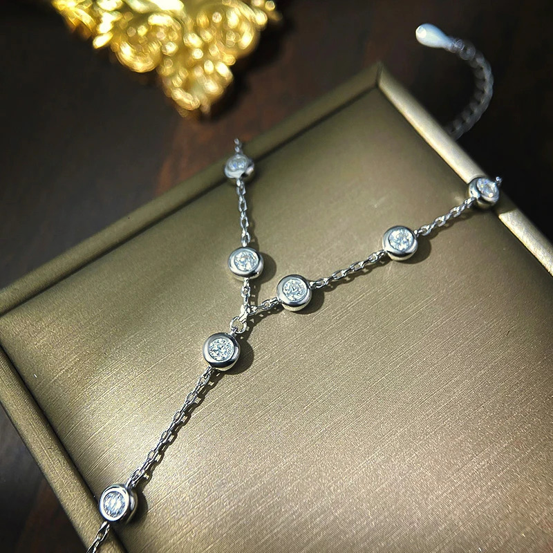 KNOBSPIN m D Color Bracelets for Women 1421cm Adjustable Chain GRA Certified s925 Sterling Silver Bubble Bracelet 251028