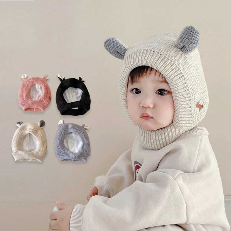 Baby Ear Protection Hat Cute Cartoon Toddler Hooded Beanies 636Month Boy Girl Winter Warm Headgear Knit Hats Kids Pullover Cap251028