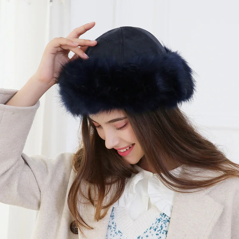 Thick Warm Russian Hat Ladies Suede Bomber Hat Windproof Women Fur Hat Female Mongolia Cap Women Fox Fur Skullies Beanies 251029