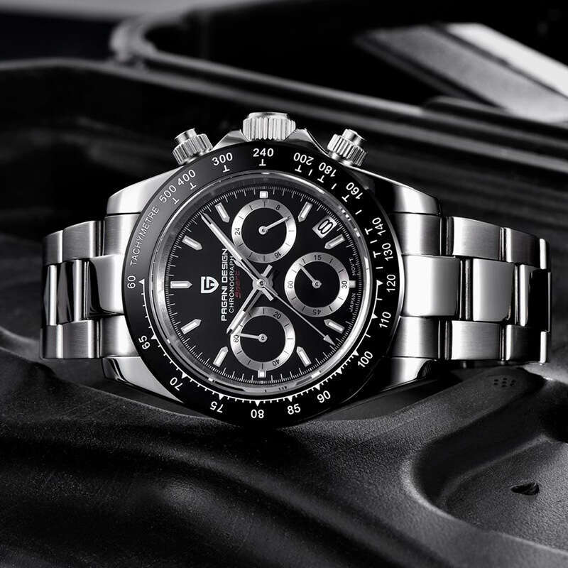PAGANI DESIGN Trendy Functional Stainless Steel Luminous Calendar Quartz Watch for Men PD-1644