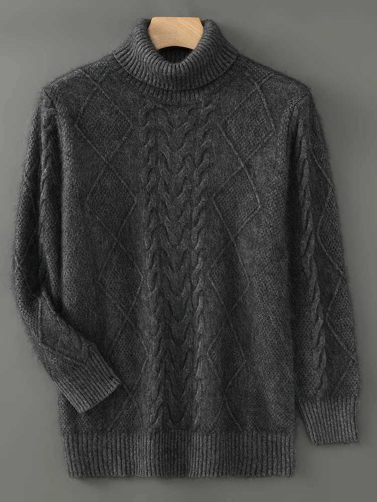 ANGEL Men Turtleneck Pullover Long Sleeve Cashmere Thick Sweater Autumn Winter 100 Mink Cashmere Knitwear Smart Casual Clothing J251029