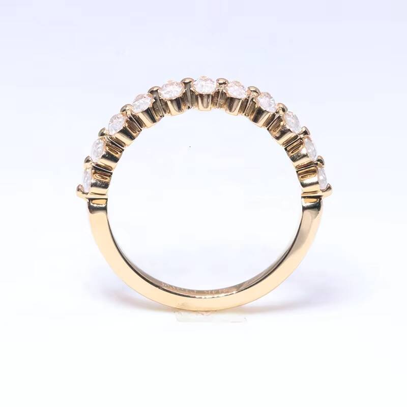14K Solid Gold Jewelry 2x4mm Oval Cut Moissanite Yellow Gold Wedding Band Ring for Women