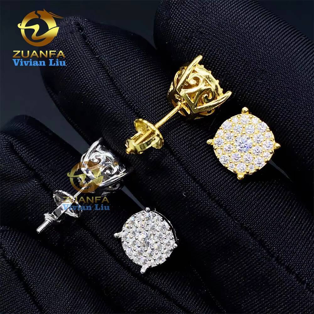 Pass Diamond Tester Vvs Moissanite 18k Gold Plated 925 Sterling Silver Shiny Jewelry High Quality Earrings for Women