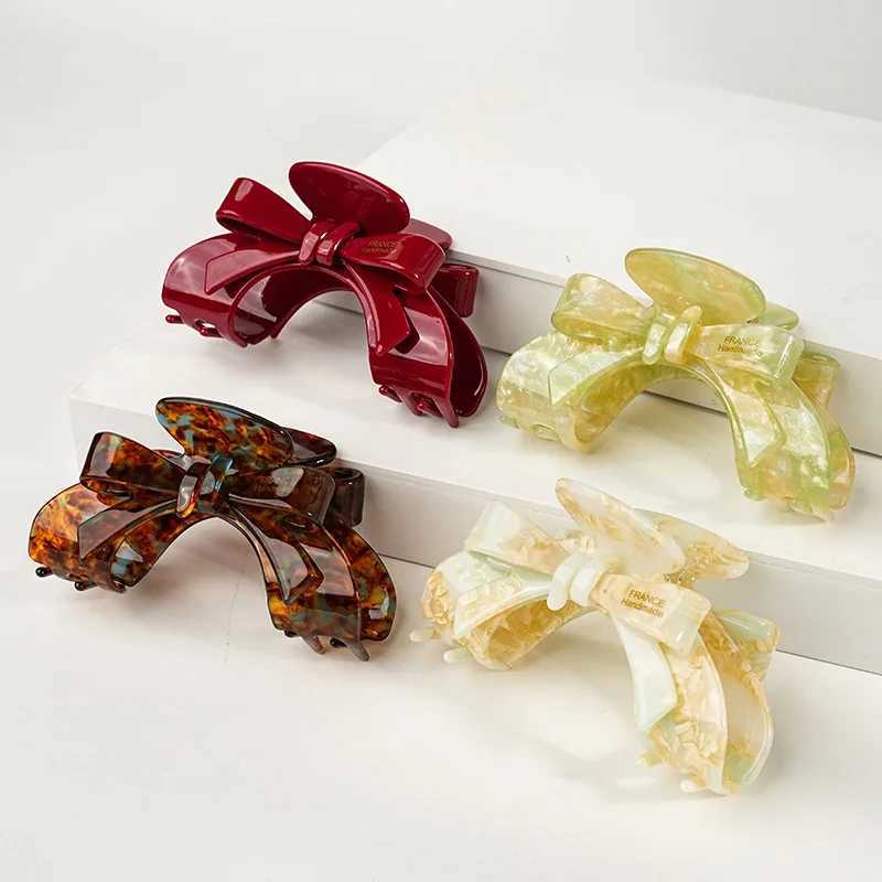 1PC French highend bow vinegar clip elegant temperament hair clip shark clip womens hair accessory hair clipW251028