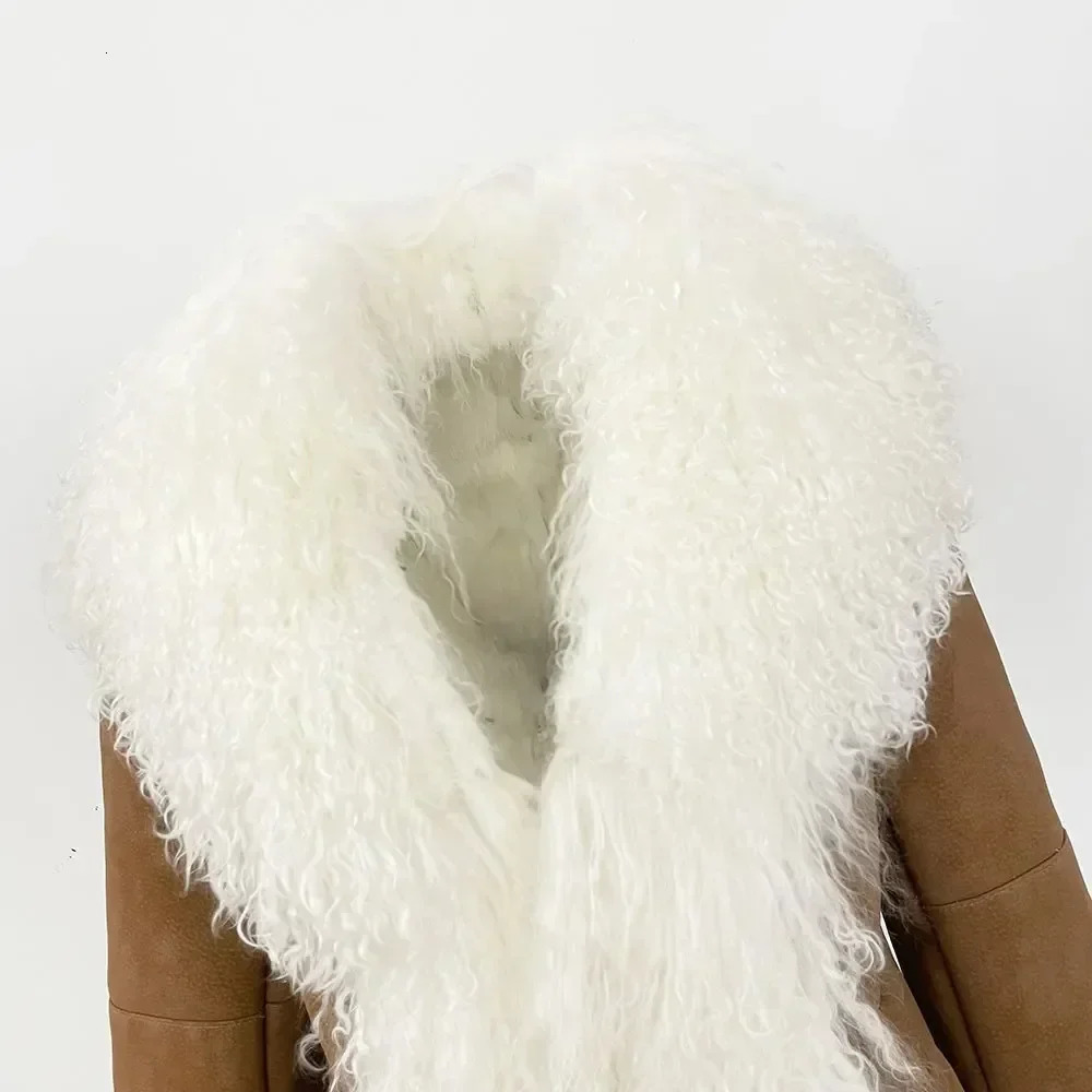 Autumn Winter Women Coat Real Natural Mongolia Sheep Fur Turndown Collar Fashion Jacket Thick Warm Casual Overwear 251029