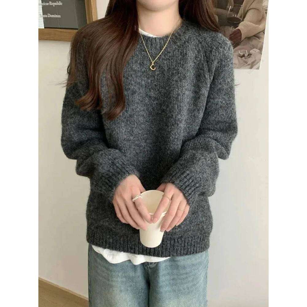 Aoaiiys Pullover Women Casual O Neck Long Sleeve Sweater Coats Fashion Solid Loose Knitted Jumpers Autumn Winter New Pullovers