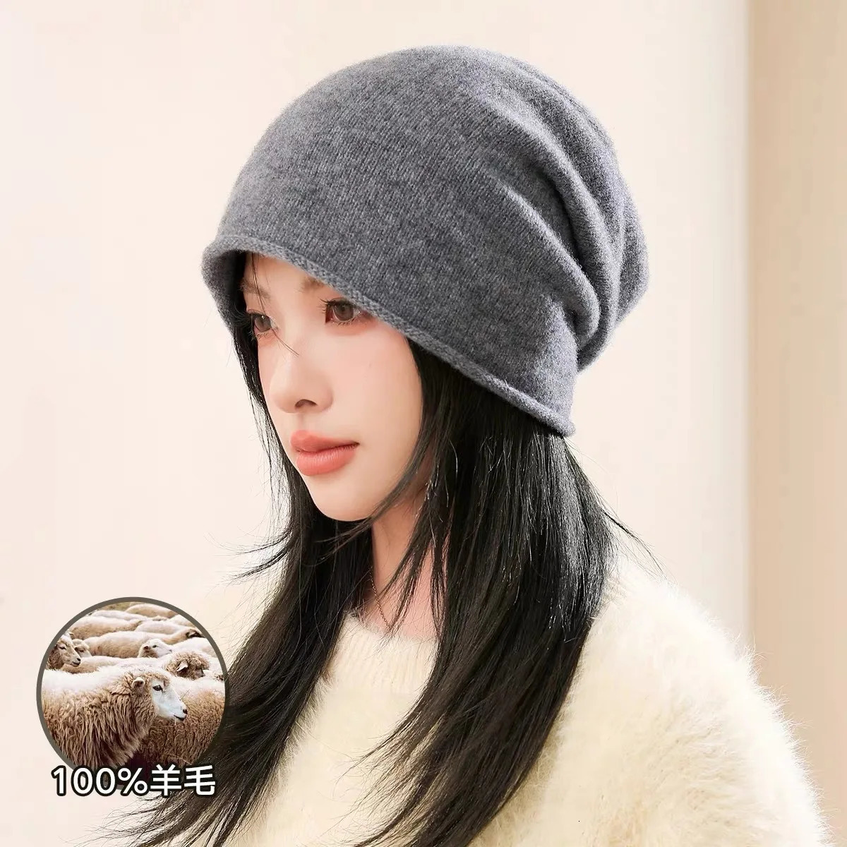 Simple Classic Pure Wool Hat Women Men Autumn WInter Curling Heap Beanie Male Female High Quality Knitted 100 Cold 251013