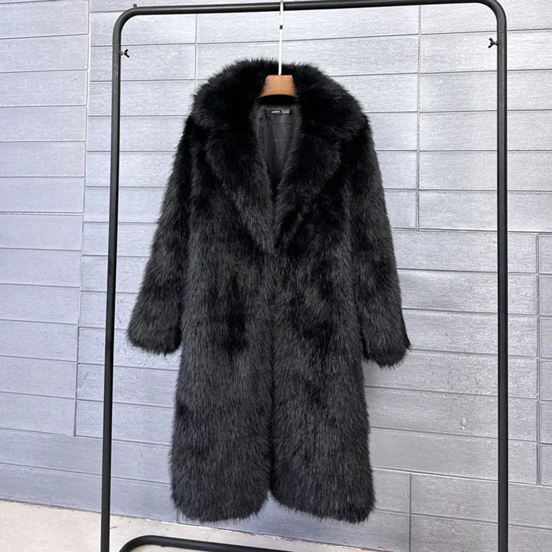 Fur Faux Fur Coat Feminine Elegance 2025 Winter Womens Fur Coat Fashion Temperament Lapel Solid Color Women Fur Coat H193 251029