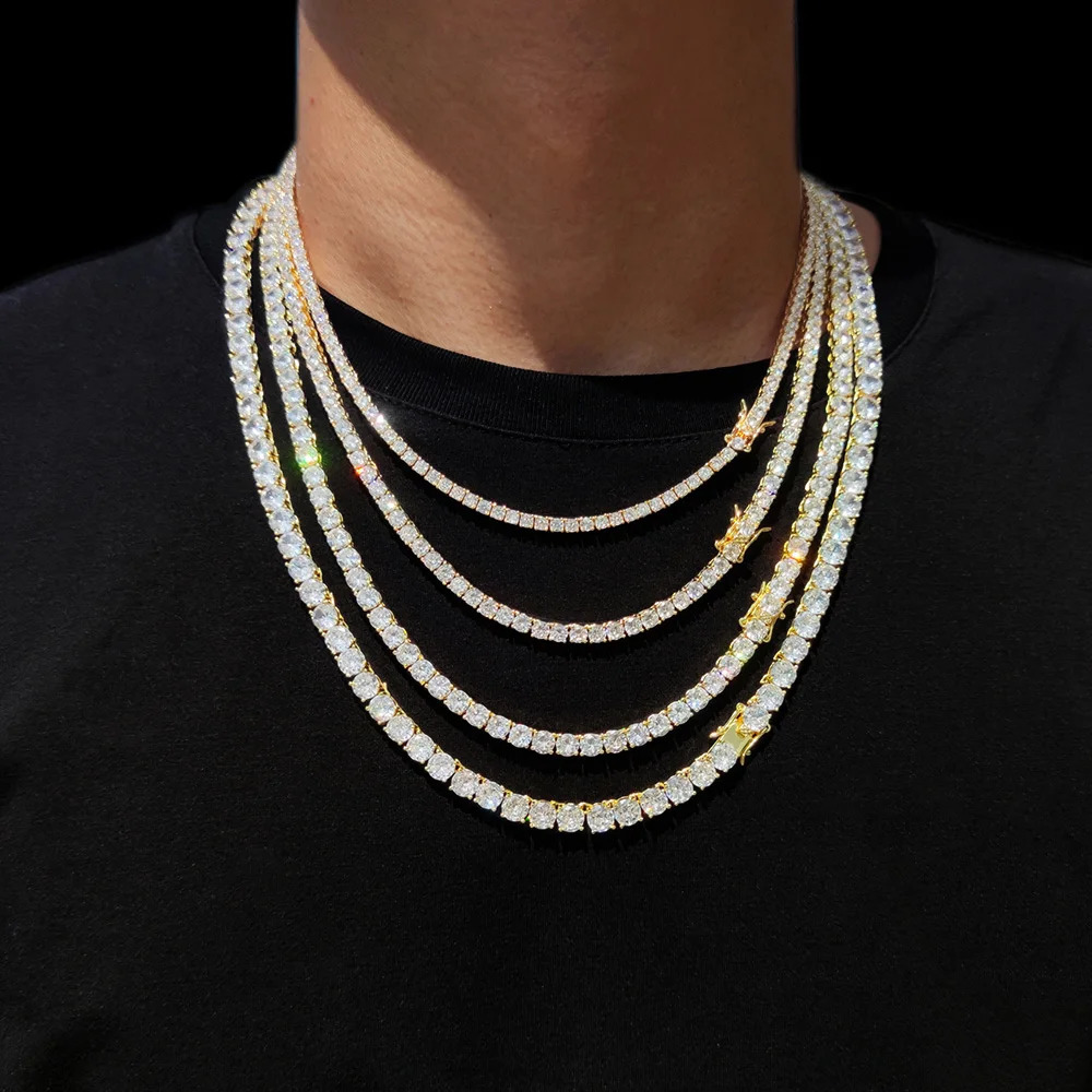 Tennis Chain Necklace for Men Women Iced Out Bling Necklace ProngSetting 5A Cubic Zirconia Stones Fashion Jewelry 251029