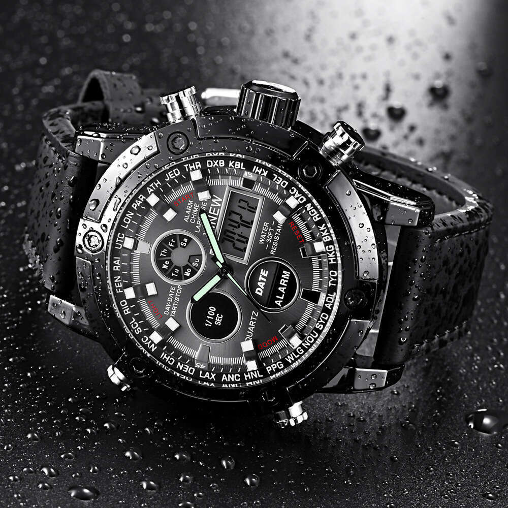 New Brand Fashion Alloy Strap Electronic Dual Display Sports Men's Watch