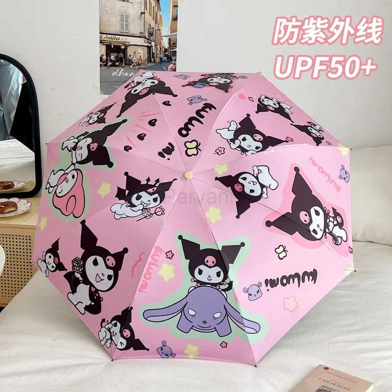 Sanrio New Sanrio Sweet Hello Kitty Cute Creative Cartoon Pattern Fashionable Folding Portable Vinyl Shade Umbrella for Rain or Shine L251029