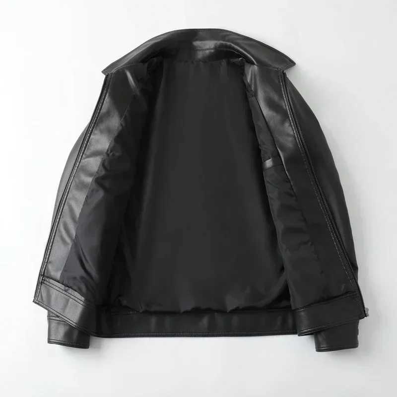 Spring Autumn Leather Jacket Men Lapel Solid Slim Fit Pu Leather Antiwind Coats Fashion Motorcycle Biker Jacket Coats 4XLMT251029