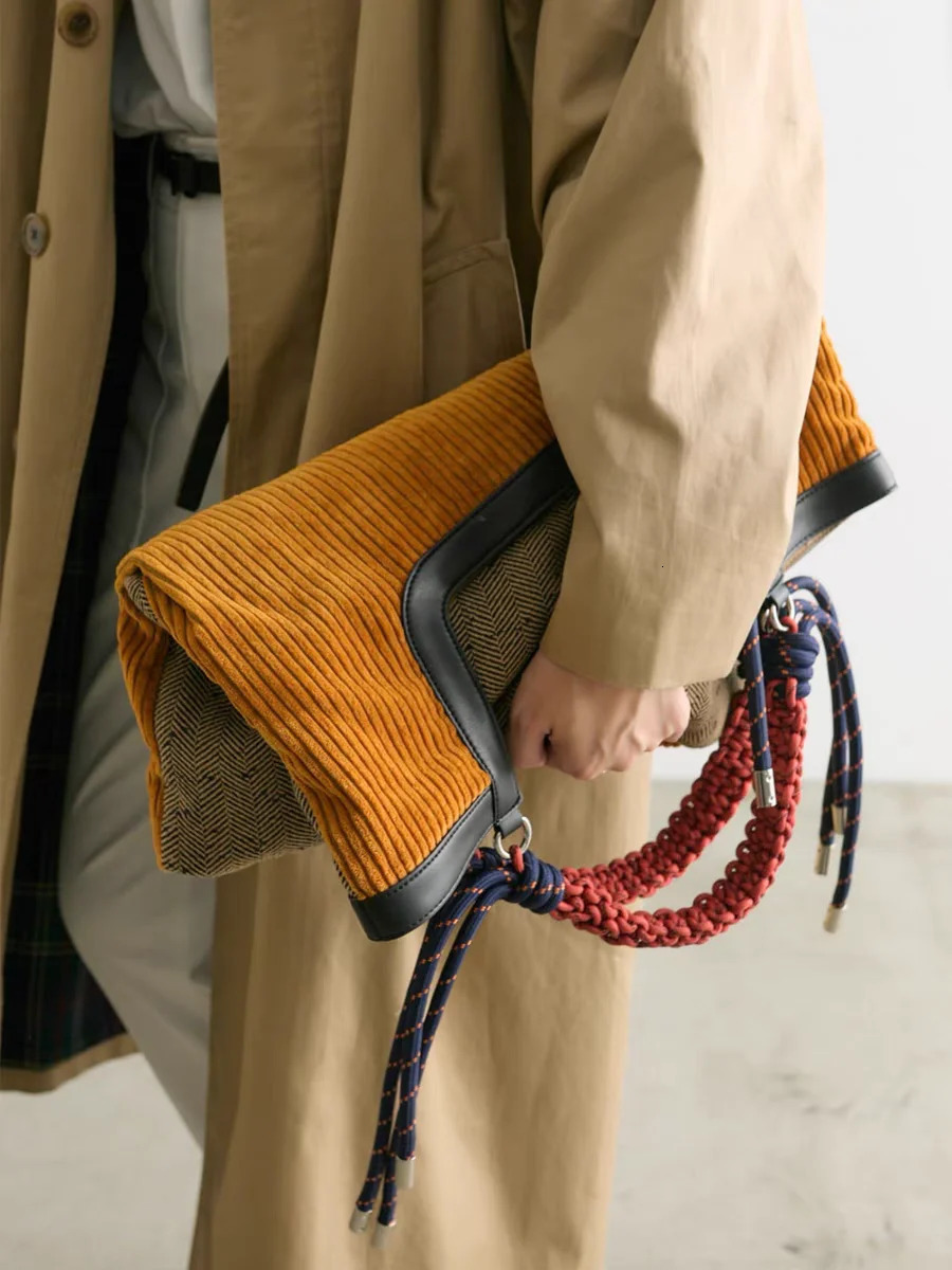 Women Bags Corduroy Fashion Vintage HighCapacity Tote Bags Weaving Handle Office Lady Bag 251029